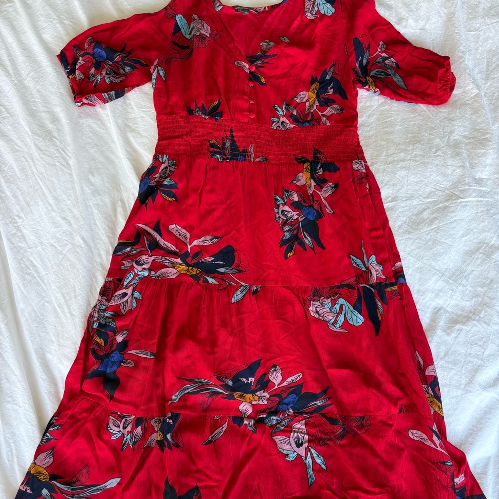 Floral Red Dress